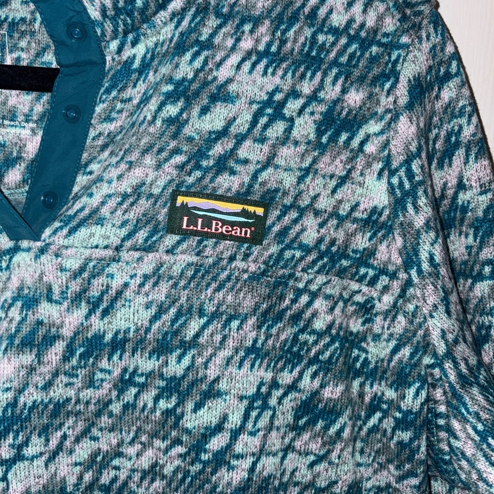 Women's L.L.Bean Sweater Fleece Pullover Teal size Large - Picture 3 of 5